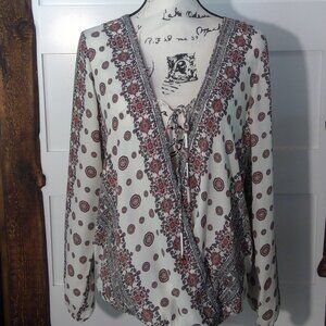 AB Studio Women's Crossover Tie Blouse (Size L)